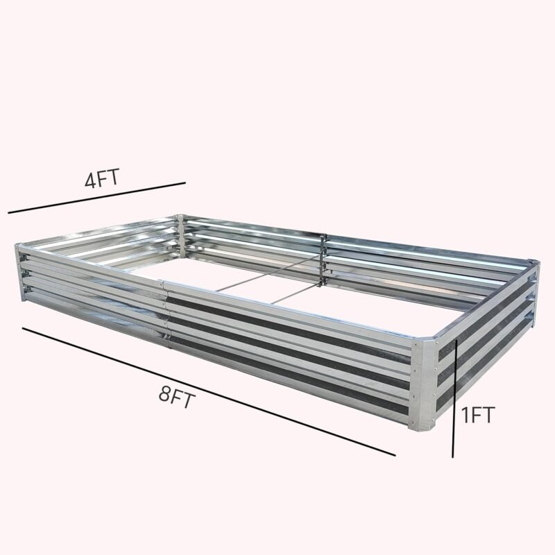 8x4x1FT *2 PCS Galvanized Raised Garden Bed, Outdoor Garden Box, Large Metal Flowerpot Box for Vegetables, Flowers, and Herbaceous Plants,Large Metal Flowerpot Box Steel Kit.