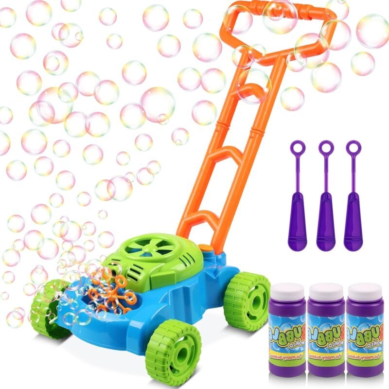 Lydaz Bubble Lawn Mower for Toddlers 1-3, Kids Bubble Blower Maker Machine, Summer Outdoor Push Yard Garden Toys, Easter Basket Stuffer Birthday Gifts Toys for Preschool Baby Boys Age 1 2 3+ Year Old