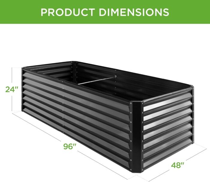 Best Choice Products 8x4x2ft Outdoor Metal Raised Garden Bed, Deep Root Planter Box for Vegetables, Flowers, Herbs, and Succulents w/ 478 Gallon Capacity - Gray - Image 7