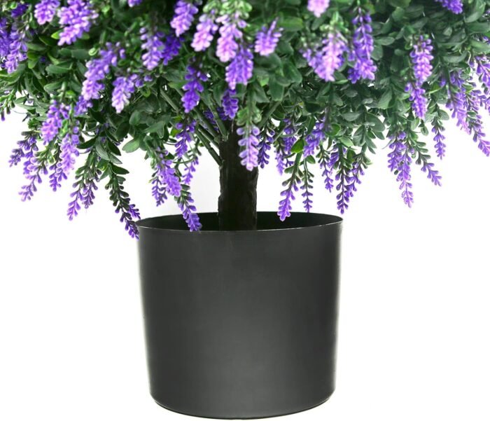 Sunnyglade 21.6” Tall Artificial Lavender Topiary Ball Tree Set of 2 Pack Potted Bushes UV Resistant Potted Plants for Indoor Outdoor Home Garden(Purple) - Image 5