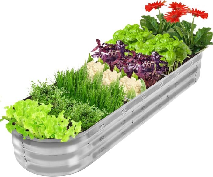 GADI Raised Garden Bed Kit for Vegetables Flower Galvanized Metal Planter Boxs Designed for Easy DIY and Cleaning Not Twist Or Rot (Silver) - Image 2