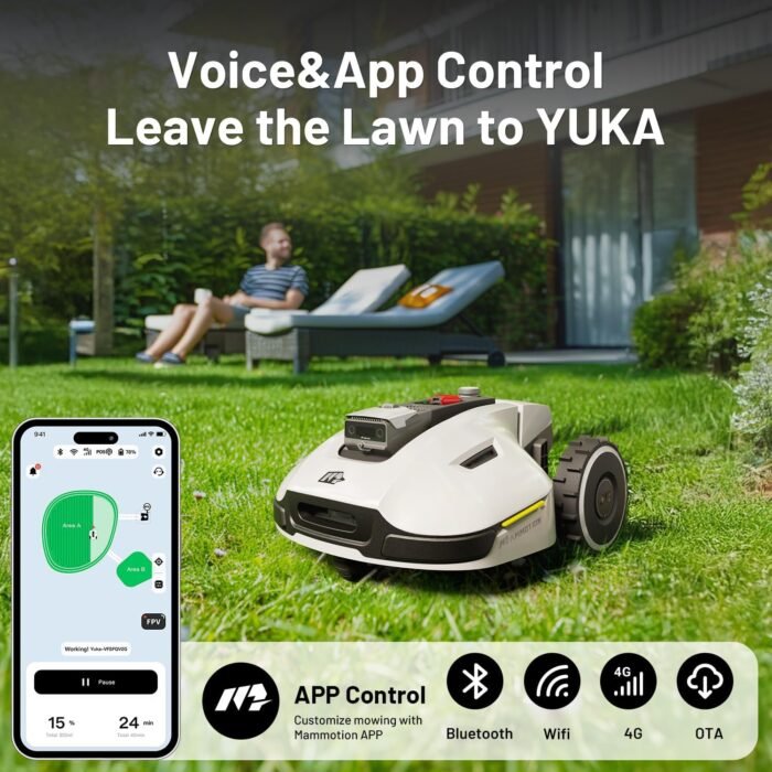 YUKA 1500 Robot Lawn Mower(2024 Version), 3D Vision Positioning & RTK Fusion Mapping System for 0.37 Acres Lawn 45% Slope, Cut Height 1.2"-4.0", Perimeter Wire Free, APP Control - Image 6