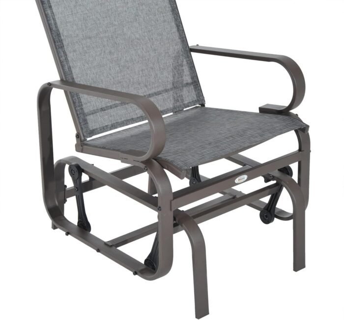 Outsunny Outdoor Glider Chair, Gliders for Outside Patio with Smooth Rocking Mechanism and Lightweight Construction for Backyard, Gray - Image 8