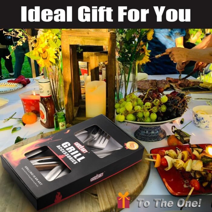 GRILLART BBQ Tools Grill Tools Set -18Inch Grilling Tools BBQ Set - Grill Accessories w/BBQ Tongs, Spatula, Fork, Brush- Stainless Grill Kit Grilling Set - Gift Ideas BBQ Accessories Gifts for Men Dad - Image 7