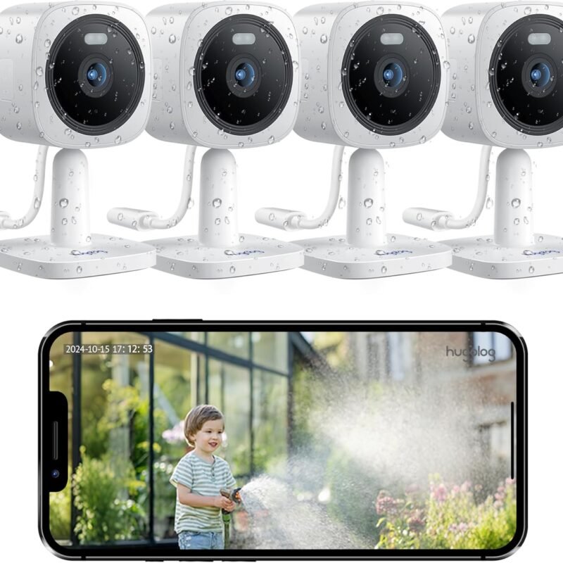 Hugolog 3K 5MP Outdoor Indoor Security Cameras for Home Security, Home Camera with Starlight Color Night Vision,Built-in Spotlight,Motion Detection,2-Way Talk,US Cloud & Local Storage,Works with Alexa
