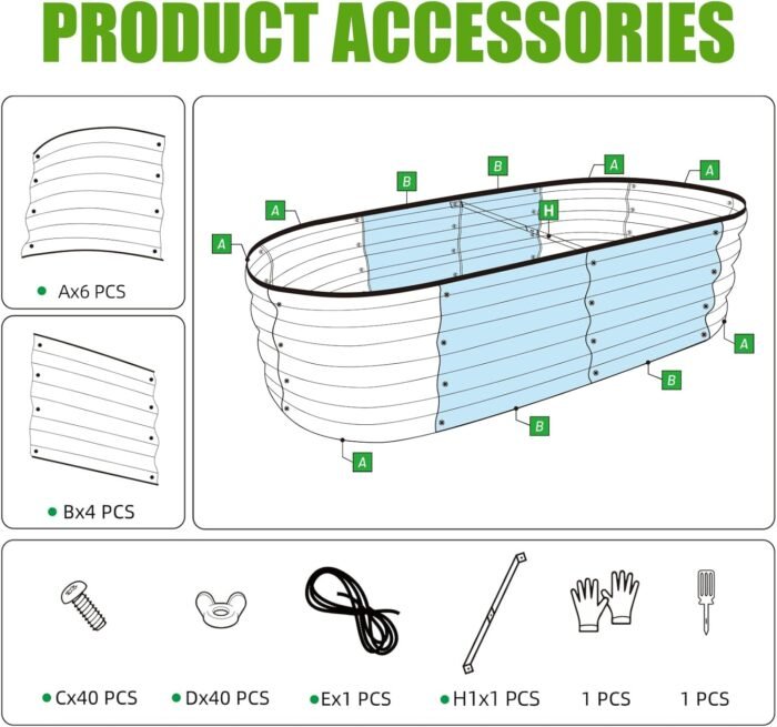 SnugNiture Galvanized Raised Garden Bed Outdoor, 2 Pcs 4x2x1ft Oval Metal Planter Box for Planting Plants Vegetables, Green - Image 5