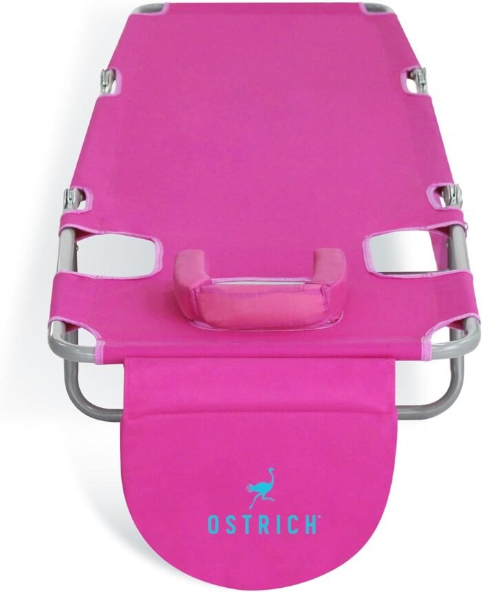 Ostrich 72" x 22" Chaise Lounge Portable Lightweight Reclining Lounger, Outdoor Patio Beach Lawn Camping Pool Tanning Chair, Pink - Image 9