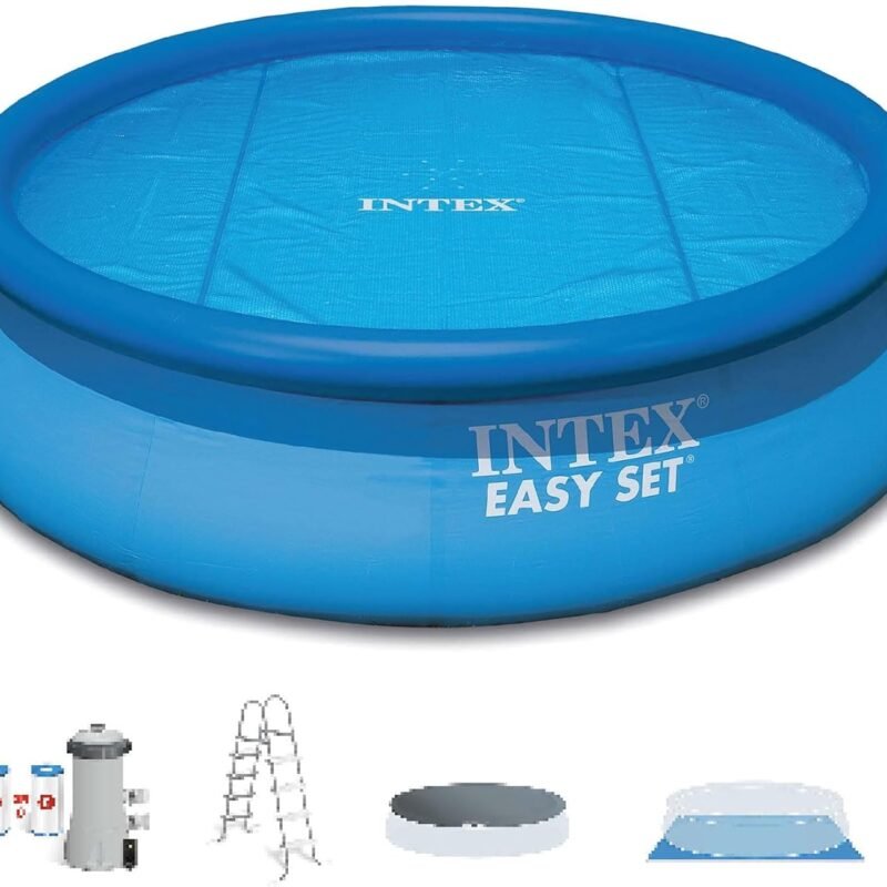 Intex 15ft x 48in Easy Set Above Ground Inflatable Pool w/Pump and Solar Cover