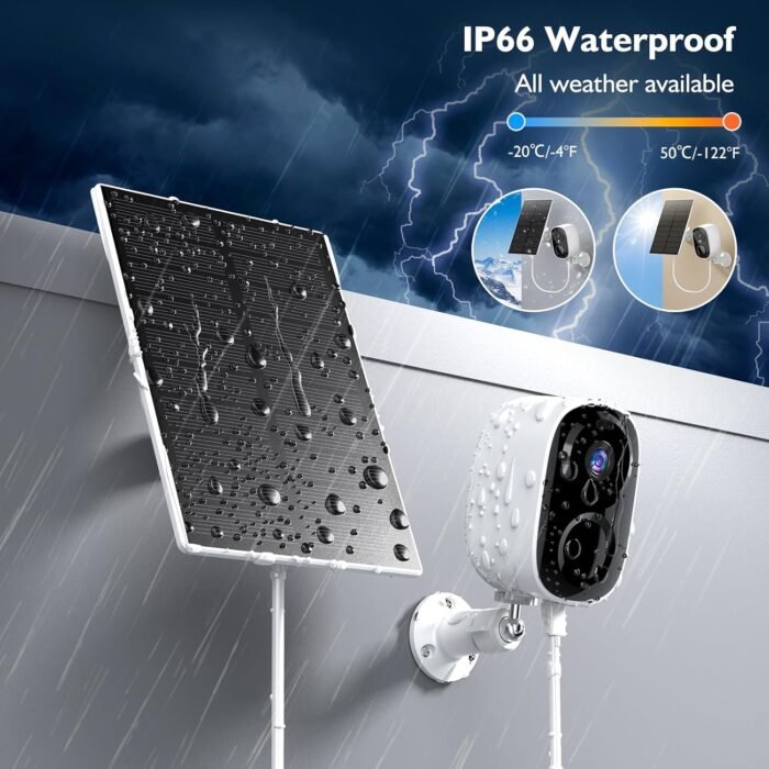 HAWKRAY Solar Security Cameras Outdoor, 2K Battery Powered WiFi Bluetooth Surveillance Wireless Outdoor Cameras for Home Security System, Night Vision, Motion Detection, 2-Way-Talk, IP65 Weatherproof - Image 2