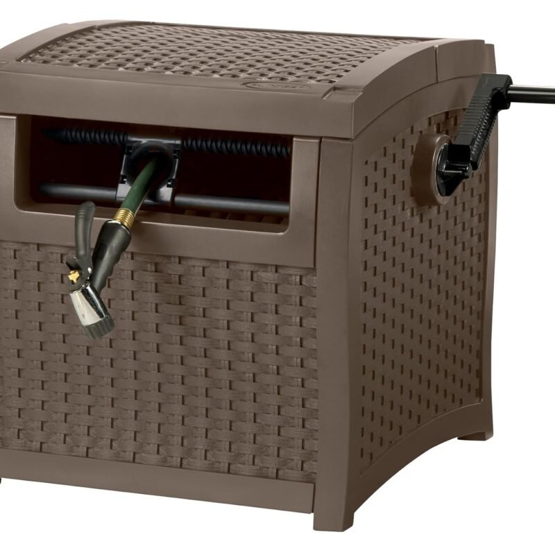 Suncast Hose Reel with Smart Trak Hose Guide, Water-Tight Connection, Durable Resin Construction, 225' Hose Capacity, Beige