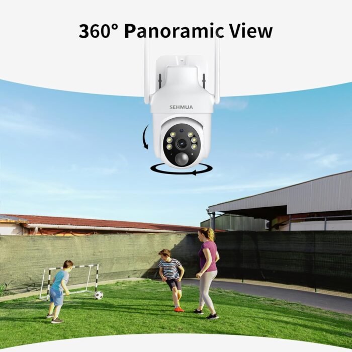 SEHMUA 2K Solar Security Cameras Wireless Outdoor, 2 Pack 360° View Pan/Tilt WiFi Security Camera Outside with Color Night Vision,Easy to Install, PIR Alarm, 2-Way Audio - Image 5