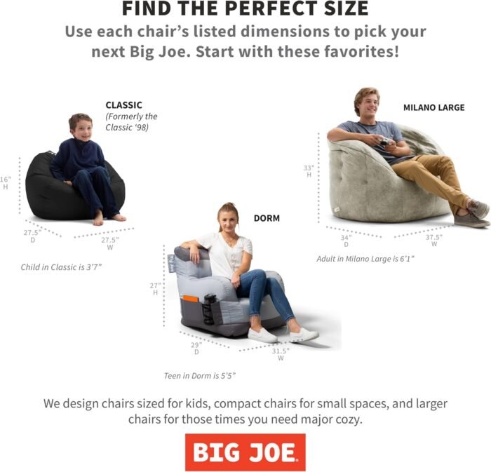 Big Joe Classic Bean Bag Chair, Spicy Lime Smartmax, Durable Polyester Nylon Blend, 2 feet Round - Image 8