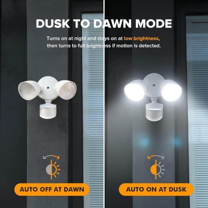LUTEC 32W 2500 Lumen LED Security Lights Motion Sensor Light Outdoor, 5000K Daylight, IP65 Waterproof, Dusk to Dawn, Motion Detector Flood Light for Garage, Yard, Porch-White - Image 5