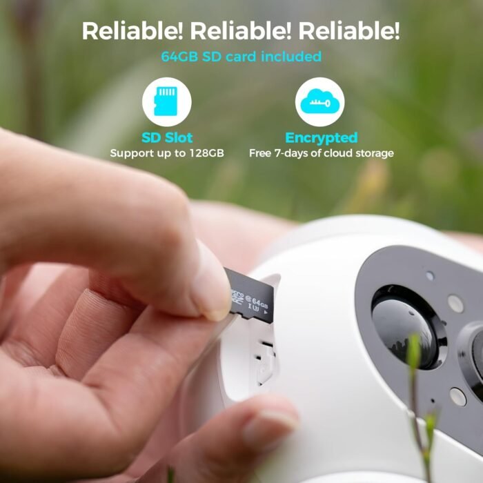SOVMIKU 2CQ4 128GB 2K AI Solar Security Camera Wireless Outdoor, Battery Powered Cam, Color Night Vision,Two Way Audio,PIR Motion Detection, 360° View Pan/Tilt,Easy to Setup, Audible Flashlight Siren - Image 2