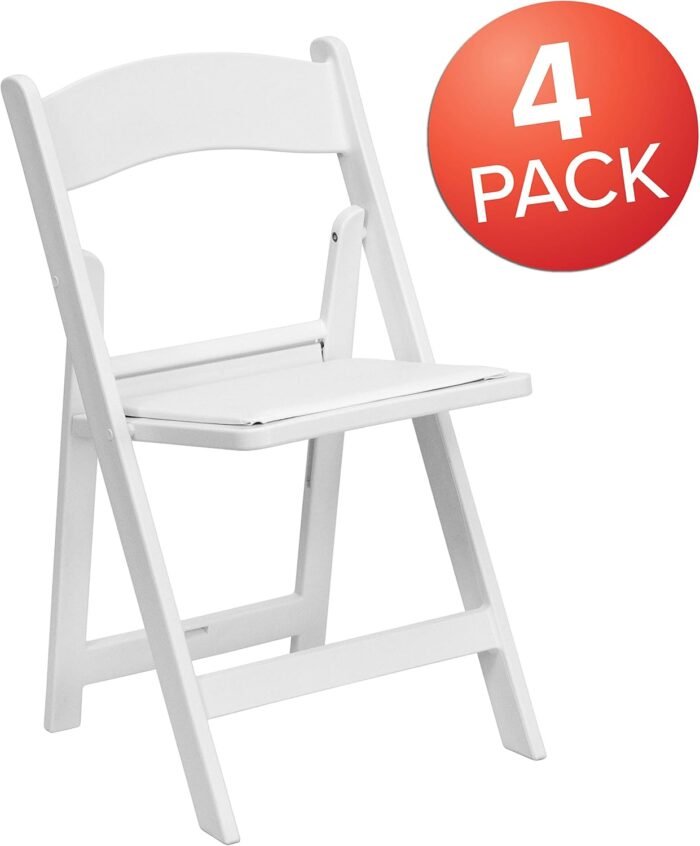 Flash Furniture Hercules Series Folding Chair - White Resin - Set of 4 800LB Weight Capacity Comfortable Event Chair - Light Weight Folding Chair - Image 4