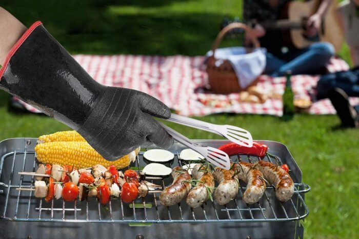 932°F Extreme Heat Resistant Gloves for Grill BBQ,Aillary Waterproof Long Sleeve Pit Grill Gloves for Fryer, Baking, Oven,Smoker,Fireproof, Oil Resistant Neoprene Coating（14-Inch ） - Image 6