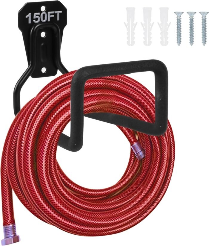 Metal Garden Hose Holder - Heavy Duty Hose Hanger Wall Mounted Water Hose Holder for Outside Yard, Sturdy Hose Reel Hose Hooks for Water Hose