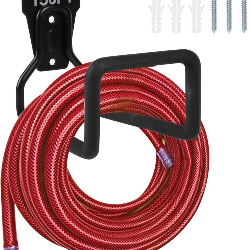 Metal Garden Hose Holder - Heavy Duty Hose Hanger Wall Mounted Water Hose Holder for Outside Yard, Sturdy Hose Reel Hose Hooks for Water Hose