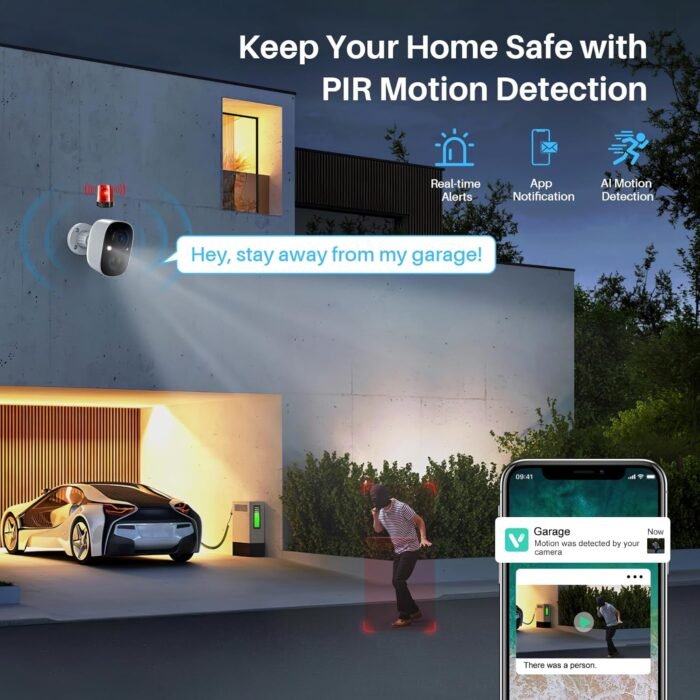 Security Cameras Wireless Outdoor, Battery Powered Cameras for Home Security Indoor/Outdoor with AI Motion Detection, 2K Color Night Vision, 2-Way Talk, IP66 Weatherproof, SD/Cloud Storage - Image 3