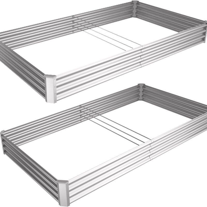 8x4x1ft (2 Pack) Galvanized Raised Garden Bed Kits, Outdoor Metal Planter Box for Vegetables Flowers Herb Patio Ground Planter Box