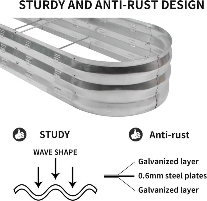 GADI Raised Garden Bed Kit for Vegetables Flower Galvanized Metal Planter Boxs Designed for Easy DIY and Cleaning Not Twist Or Rot (Silver) - Image 5