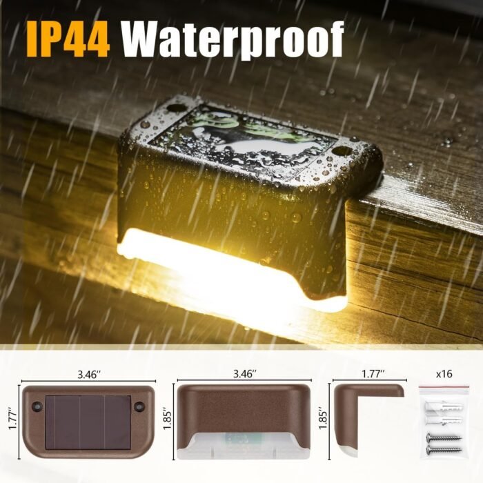 SOLPEX Solar Deck Lights Outdoor 16 Pack, Solar Step Lights Waterproof Led Solar lights for Outdoor Stairs, Step , Fence, Yard, Patio, and Pathway(Warm White) - Image 6