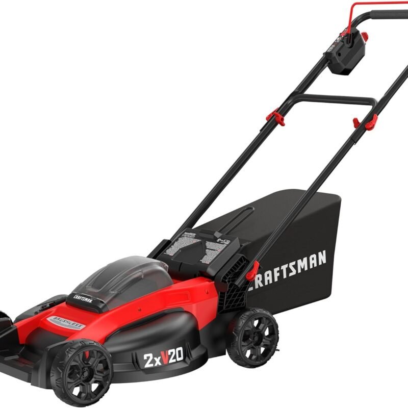 CRAFTSMAN V20 Lawn Mower, Push Mower, Lightweight and Portable, Grass Bag, Battery and Charger Included (CMCMW220P2)