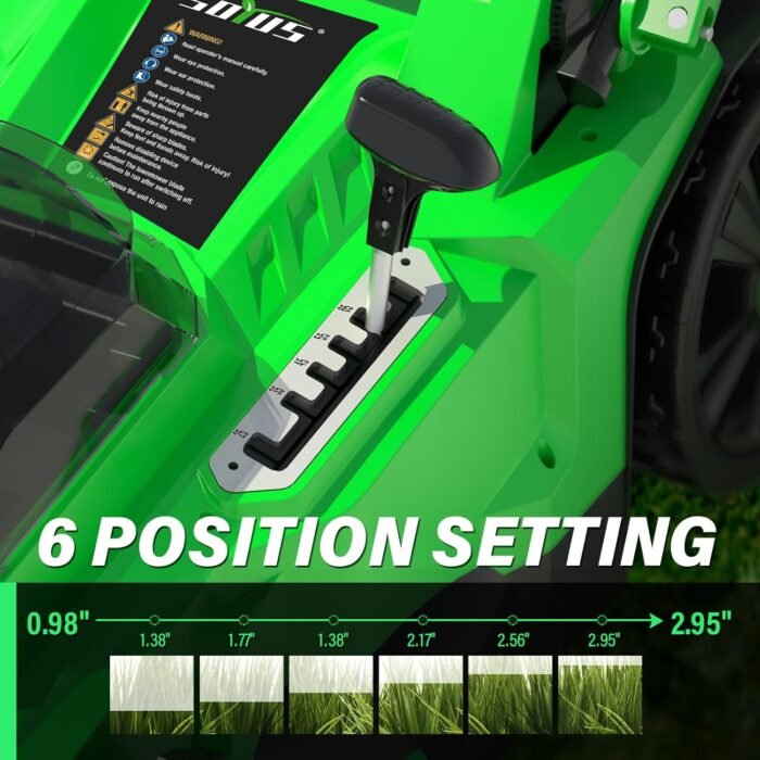 SOYUS Electric Lawn Mower Cordless, 15 Inch 40V Battery Powered Lawn Mower with Brushless Motor, 6 Position Height, Includes 2x4.0Ah Batteries and Dual Port Charger - Image 2