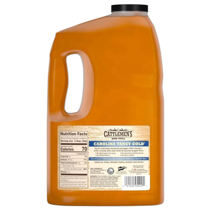 Cattlemen's Carolina Tangy Gold BBQ Sauce, 1 gal - One Gallon Bulk Container of Tangy Gold Barbecue Sauce Blend of Creamy Mustard, Sweet Molasses, and More Perfect for Glazes - Image 2