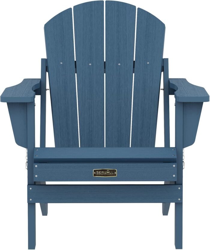 SERWALL Folding Adirondack Chairs Weather Resistant for Outdoor, Patio, Lawn, Garden, Backyard Deck, Fire Pit - Blue - Image 11