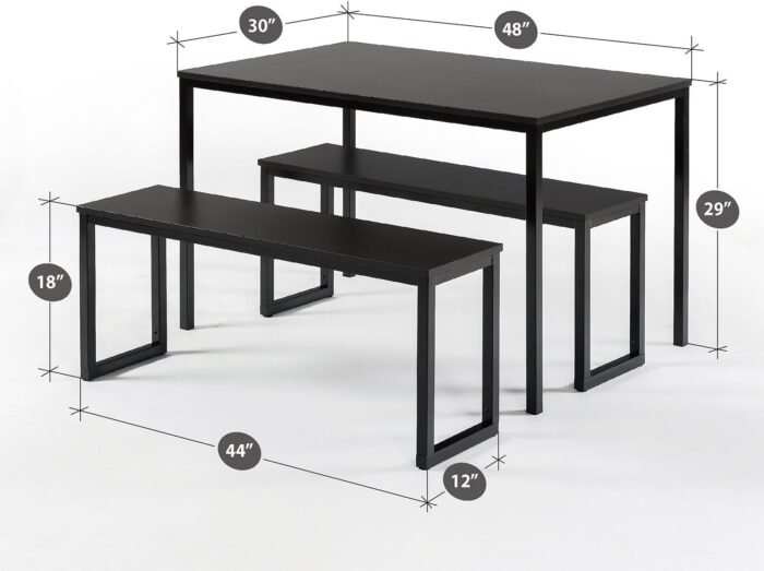 ZINUS Louis Modern Studio Collection Soho Dining Table with Two Benches (3 piece set) - Espresso - Image 2