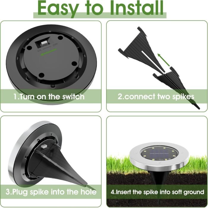 INCX Solar Lights for Outside,12 Pack Solar Lights Outdoor Waterproof, Solar Garden Lights Landscape Lighting for Patio Pathway Lawn Yard Deck Driveway Walkway, Cold White - Image 5