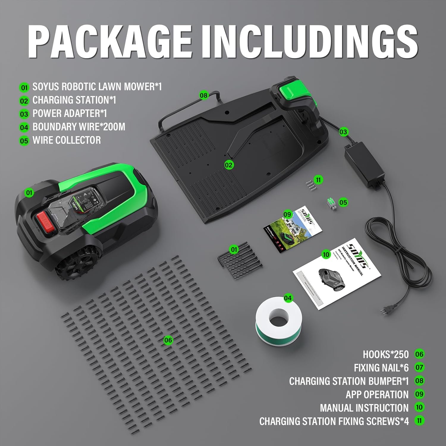 SOYUS Robot Lawn Mower, Automatic Robot Mower APP Controlled with Schedule, Self-Charging, Bluetooth/Wi-Fi Connected Robotic Lawn Mowers, Covers up to 1/3 Acre (15069 sq ft) - Image 7