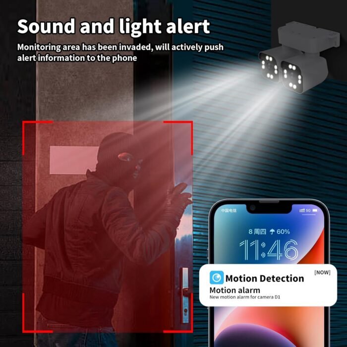 Dual Lens WiFi Outdoor Cameras For Home Security, 2.5K/5MP House Cameras With Audio And Video, PTZ Security Cameras Wireless Outdoor With Auto Tracking, Outdoor Camera Wired Support Color Night Vision - Image 5