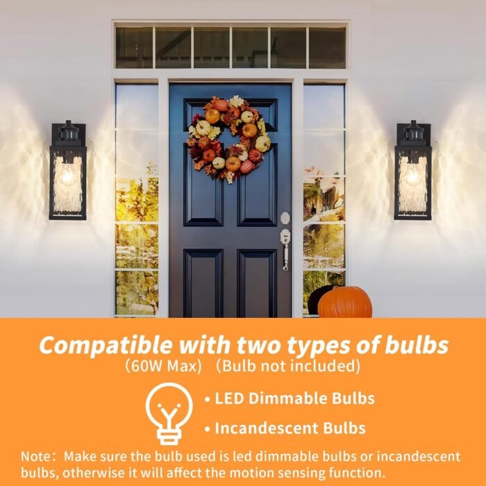 2 Pack Motion Sensor Outdoor Wall Lights,Updated Dusk to Dawn Outdoor Lighting, Exterior Light Fixtures Wall Mount,Waterproof Porch Light Outside Lights for House - Image 6