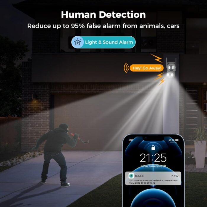 SOVMIKU 6MP PTZ Dual Lens Security Camera Outdoor, Wired Plug-in | Wireless 2.4G WiFi Camera, 360° View, Auto Tracking, Human Detection, Light Alarm, Color Night Vision, 24/7 Record,Two-Way Talk - Image 4