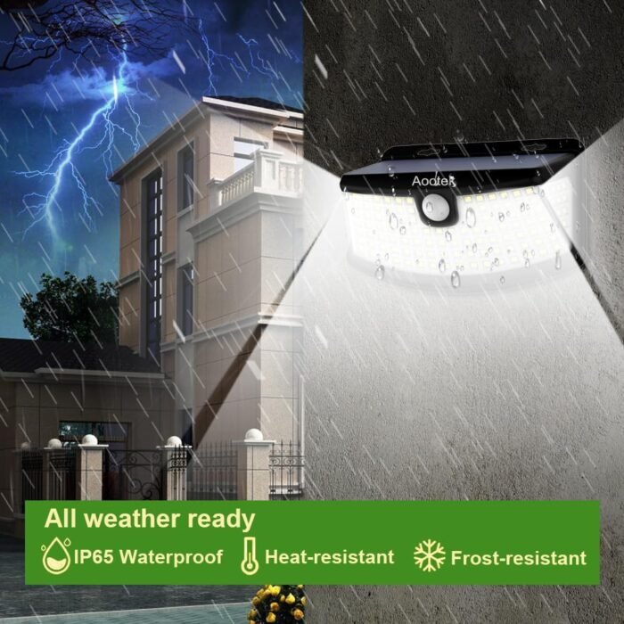 Aootek New Solar Motion Sensor Lights 120 LEDs with Lights Reflector,270° Wide Angle, IP65 Waterproof, Step Lights for Front Door, Yard, Garage, Deck (4-Pack) - Image 2