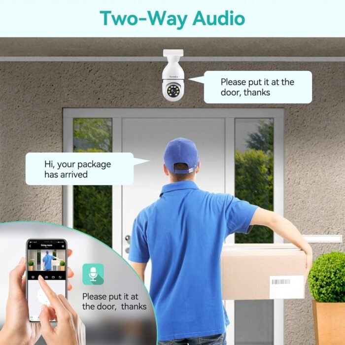 2K/3MP Light Bulb Security Camera 2 Pack Alexa Home 360° Wireless Security Camera Outdoor, Motion Tracking Detection Alarm,Color Night Vision - Image 7