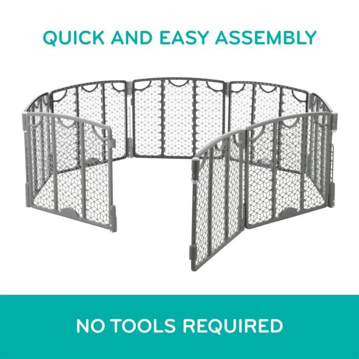 Evenflo Versatile Play Space Adjustable Play Area, Plastic, 8-Panel (Cool Gray) - Image 6