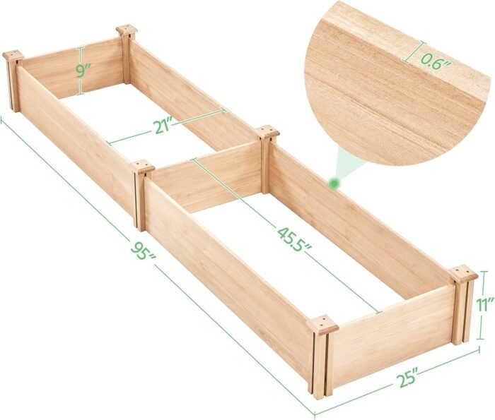 Yaheetech 8×2ft Wooden Horticulture Raised Garden Bed Divisible Elevated Planting Planter Box for Flowers/Vegetables/Herbs in Backyard/Patio Outdoor, Natural Wood, 95 x 25 x 11in - Image 3