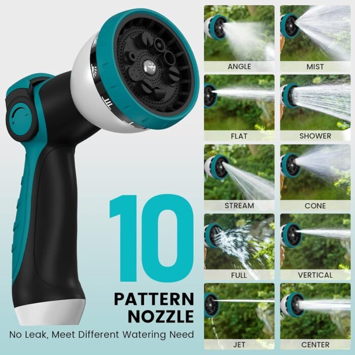 AYURA Retractable Garden Hose Reel, 1/2 inch x 100 ft Water Hose Reel Wall Mounted, UV Resistant Double Shell, Any Length Lock, Slow Auto-Rewind, 180°Swivel Bracket, 10 Pattern Nozzle - Image 8