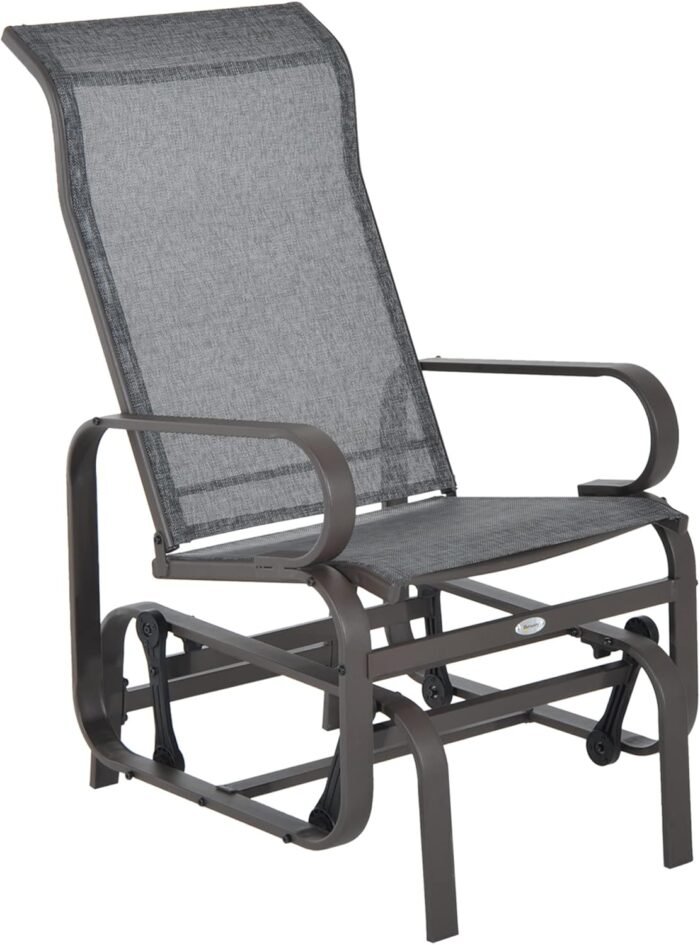 Outsunny Outdoor Glider Chair, Gliders for Outside Patio with Smooth Rocking Mechanism and Lightweight Construction for Backyard, Gray