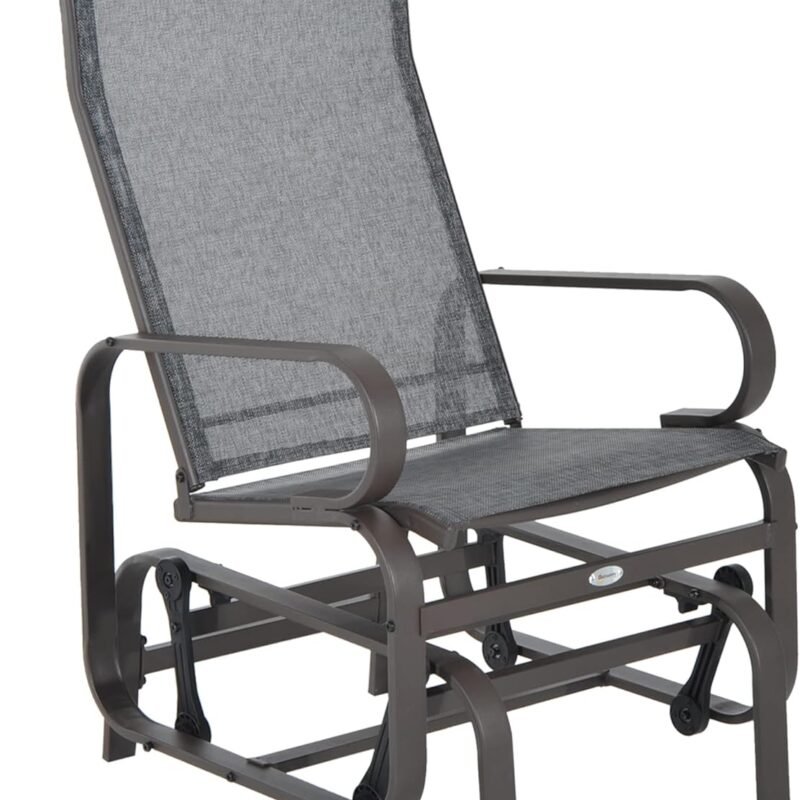 Outsunny Outdoor Glider Chair, Gliders for Outside Patio with Smooth Rocking Mechanism and Lightweight Construction for Backyard, Gray