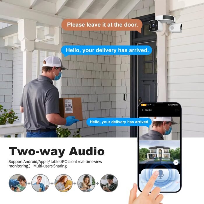 Dual Lens WiFi Outdoor Cameras For Home Security, 2.5K/5MP House Cameras With Audio And Video, PTZ Security Cameras Wireless Outdoor With Auto Tracking, Outdoor Camera Wired Support Color Night Vision - Image 3
