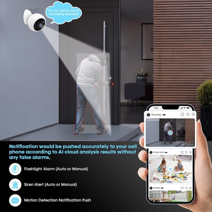 AMTIFO Security Cameras Wireless Outdoor Magnetic: Install-Free Smart Indoor 2K WiFi - Long Battery Life Powered Outdoor Camera Wireless with AI Motion Detection - Image 7
