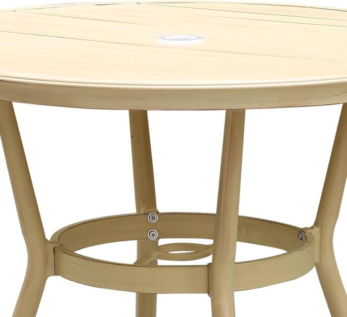 Greemotion Reluss 32-inch Round Weather Resistant Outdoor Patio Dining Table for Porch, Garden, Backyard, Poolside, Natural - Image 4