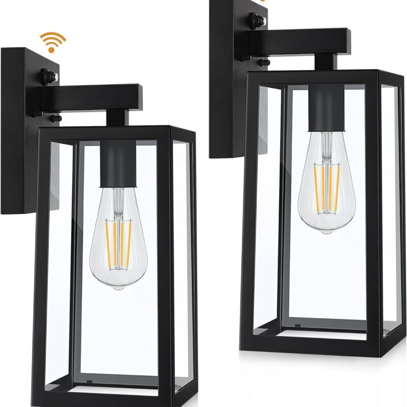 SHINE HAI Dusk to Dawn Outdoor Wall Lantern, Exterior Wall Sconce Fixture with E26 Base, Waterproof Wall Mount Light, Outdoor Lantern for Porch 2 Pack