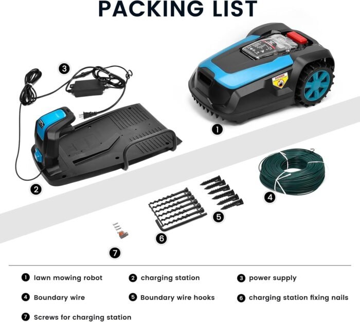 Winado Robotic Lawn Mower, 20V 4.0Ah Automatic Robot Lawn Mower with APP Control, Self-Charging, Bluetooth/Wi-Fi Connect,Boundary Wire, Mows Up to 0.25 Acre/ 10000 Sq.Ft - Image 2