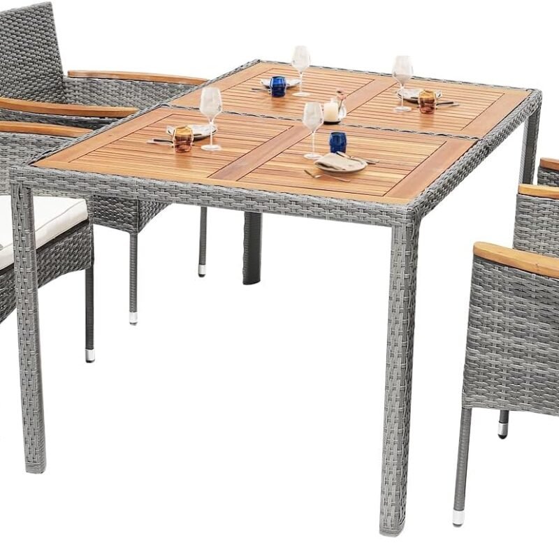 5 Piece Outdoor Patio Table and Chairs Set of 6 Outdoor Dining Set for 6 Patio Dining Sets Patio Furniture Back Yard Outdoor Furniture Set for Outside Patio Garden Poolside Deck,Grey