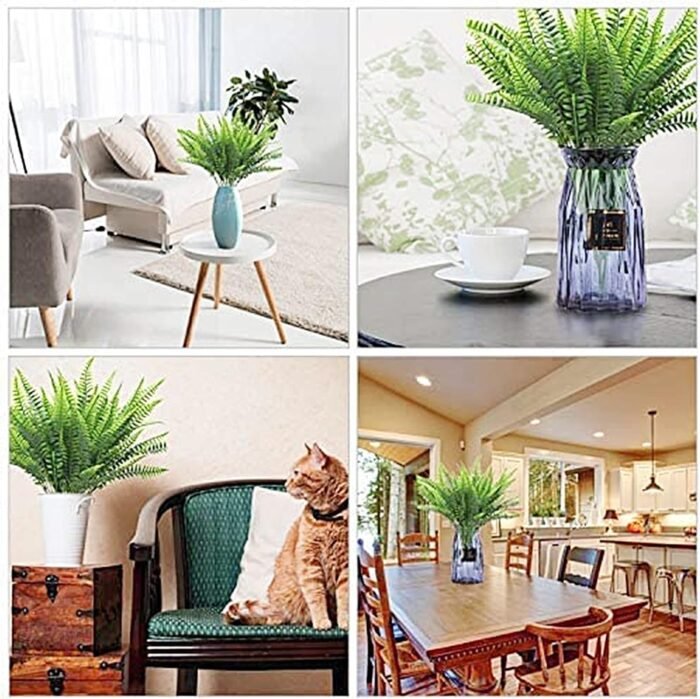 TURNMEON 20 Bundles Artificial Plants Outdoor Faux Boston Fern Spring Summer Decor Fake Plants UV Resistant Plastic Greenery Shrubs Artificial Fake Flowers Outside Indoor for Home Gardens Patio Yards - Image 5